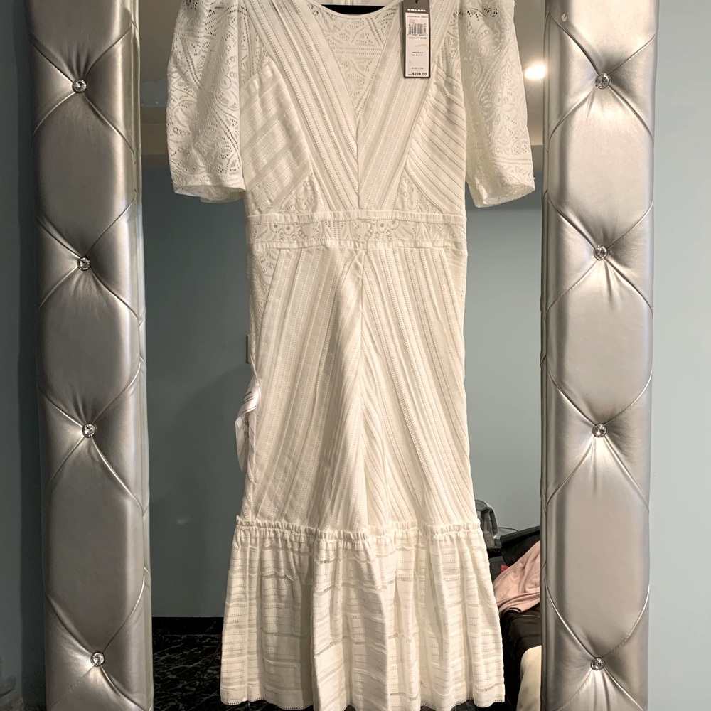 NWT BCBGMaxAzria White Lace Midi Dress